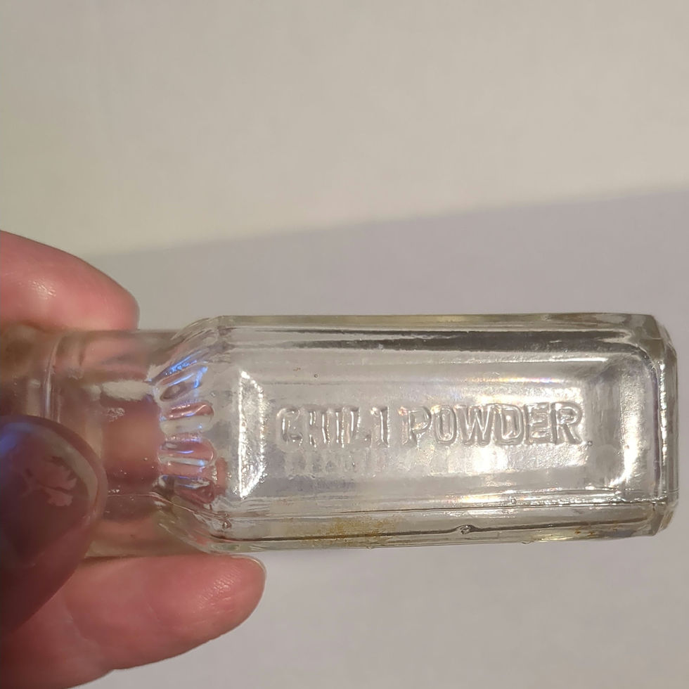Thumbnail: Authentic 1930s Frank Tea & Spice Co. "Dove Brand" Clear Glass Chili Powder Bott