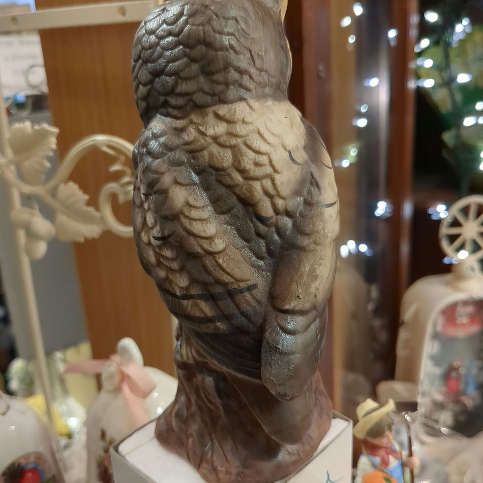 Thumbnail: Vintage 1970s Hand-Painted Ceramic Owl on Stump – Whimsical Woodland Decor #497
