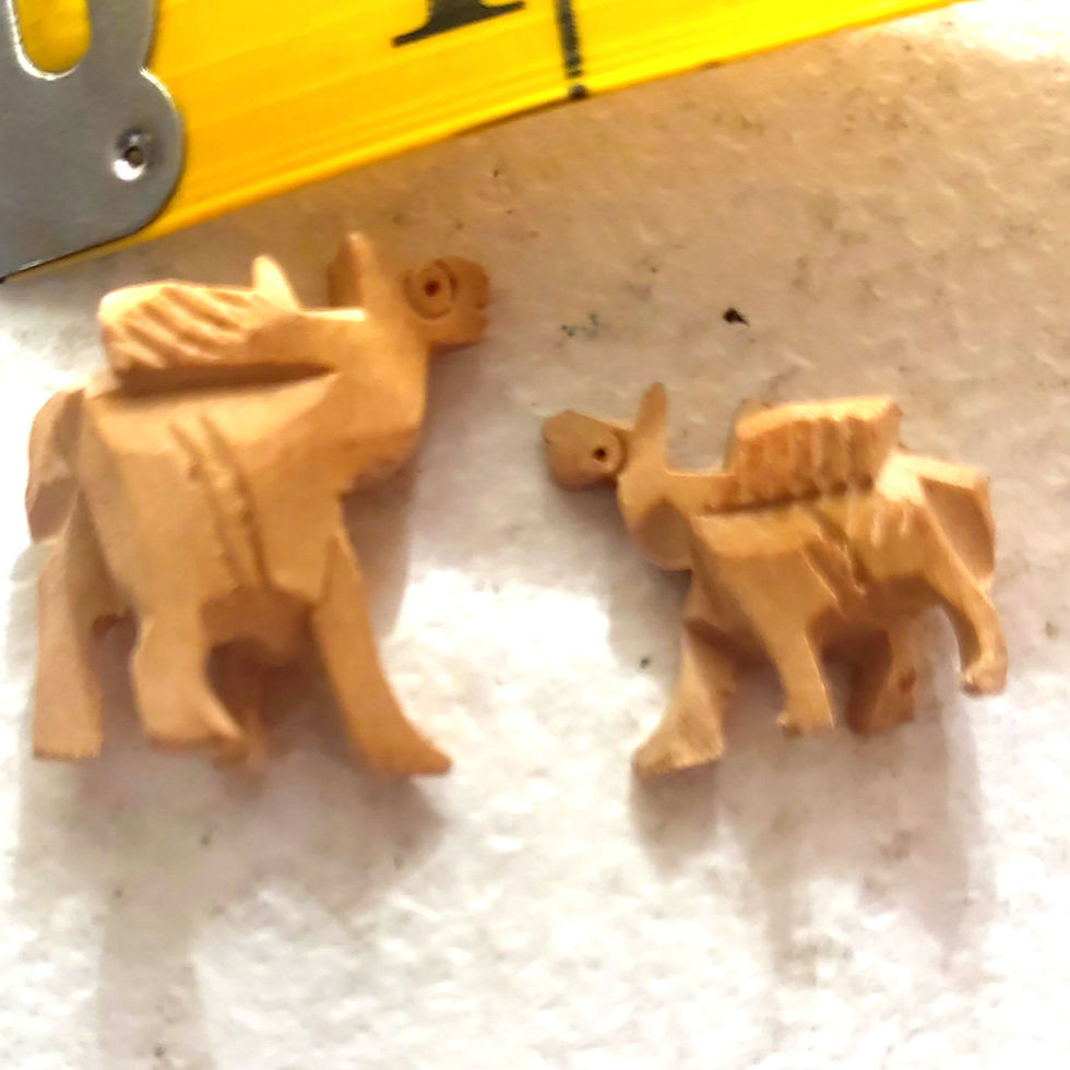 Thumbnail: Miniature hand-carved wood camels (set of 2) Figurines perfect for Nativity