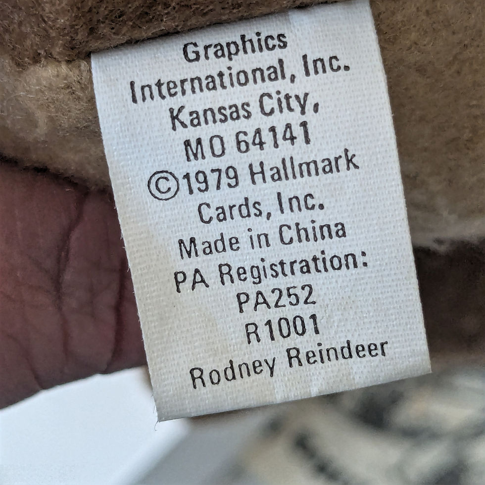 Thumbnail: Vintage 1979 Hallmark Rodney Reindeer Plush Stuffed Bean Bag Toy Holiday Decor
