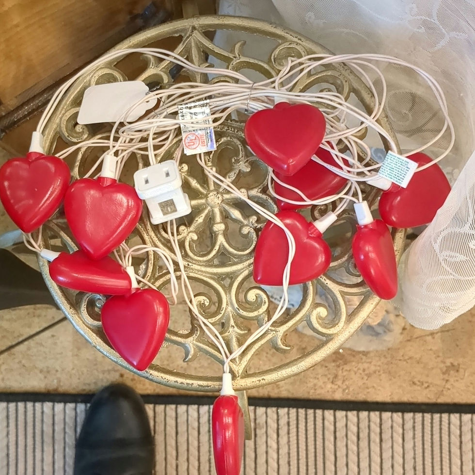 Miniatura: Plastic 10 ct Red Hearts String Light Set Vintage Valentines 