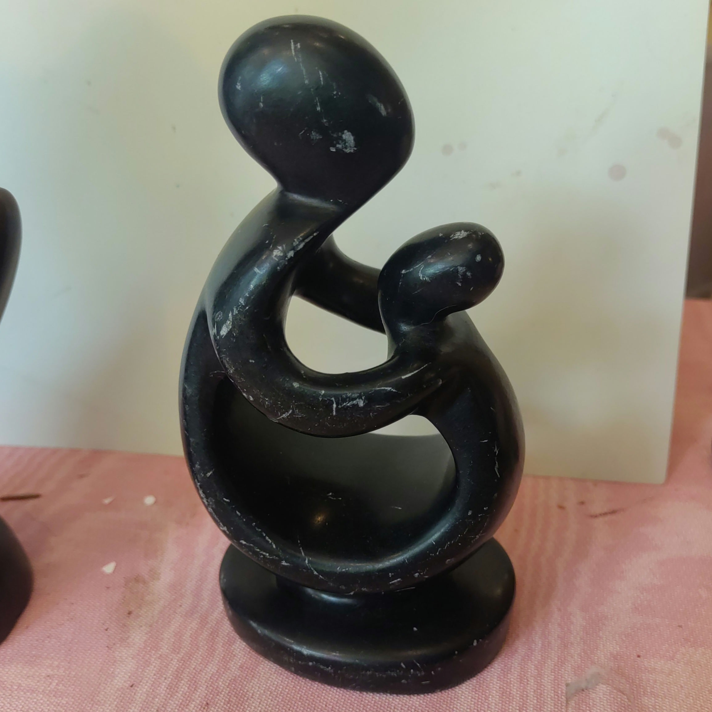 Carved African Sculpture of Mother and Child Approximately 5" Tall