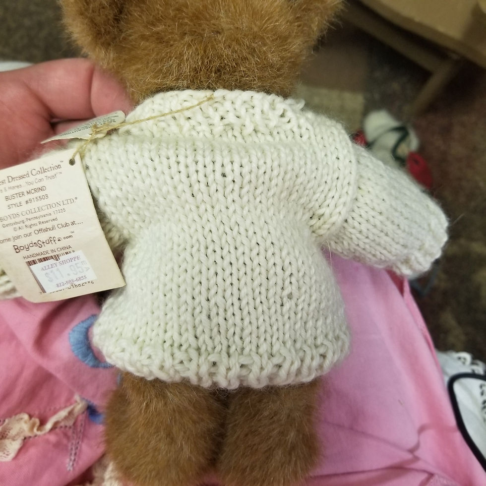 Miniatura: Plush:  Boyds Bears Buster McRind wearing his Watermelon decorated sweaters