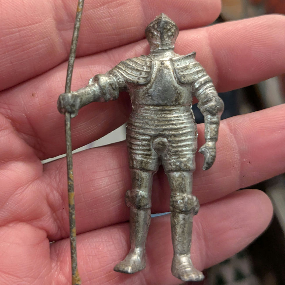 Thumbnail: Vintage Hollow-Cast Metal Medieval Knights – Hand-Pntd Horseback & Foot Soldiers