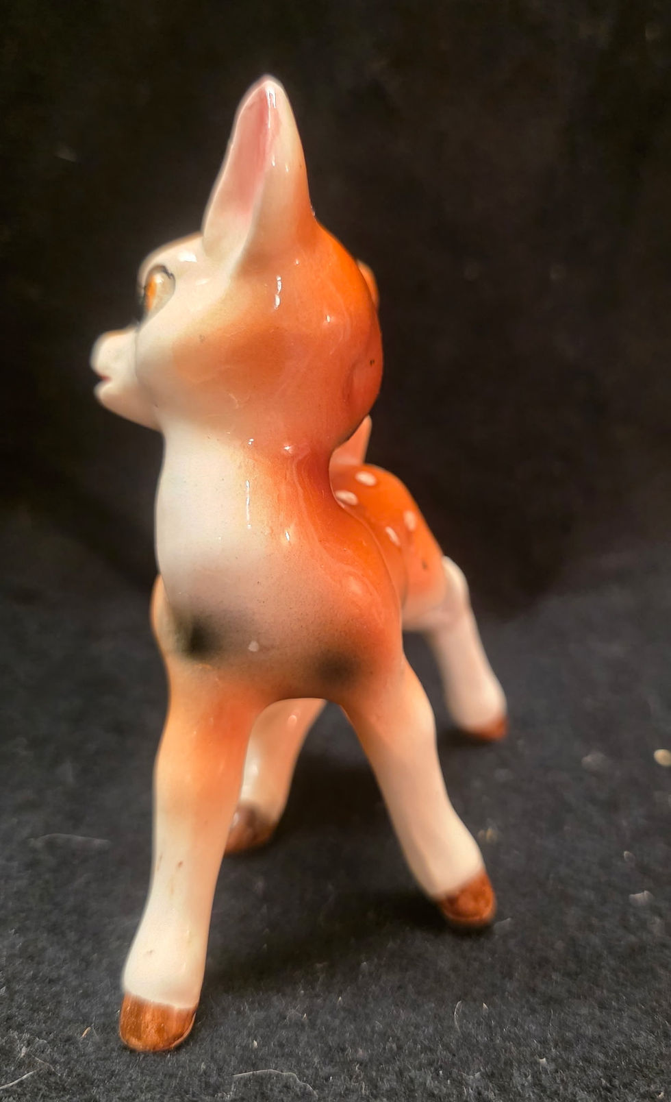 Thumbnail: Vintage Anthropomorphic Ceramic Fawn  w/ Butterfly 1960s Deer Mid-Century Kitsch