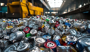 Pile of Crushed Aluminum Cans Ready for Recycling