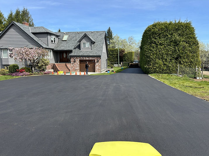 Freshly paved suburban driveway