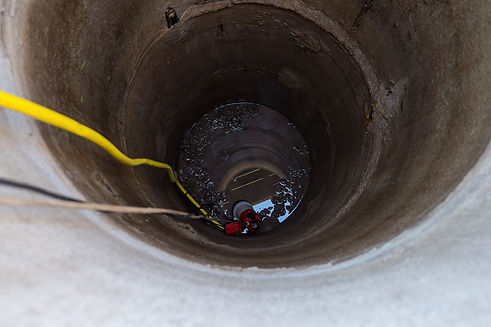 Deep well with visible water level