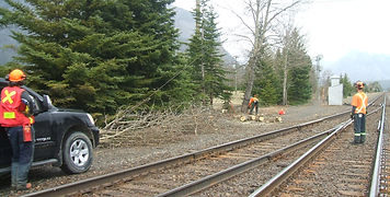 Railway workers outdoors