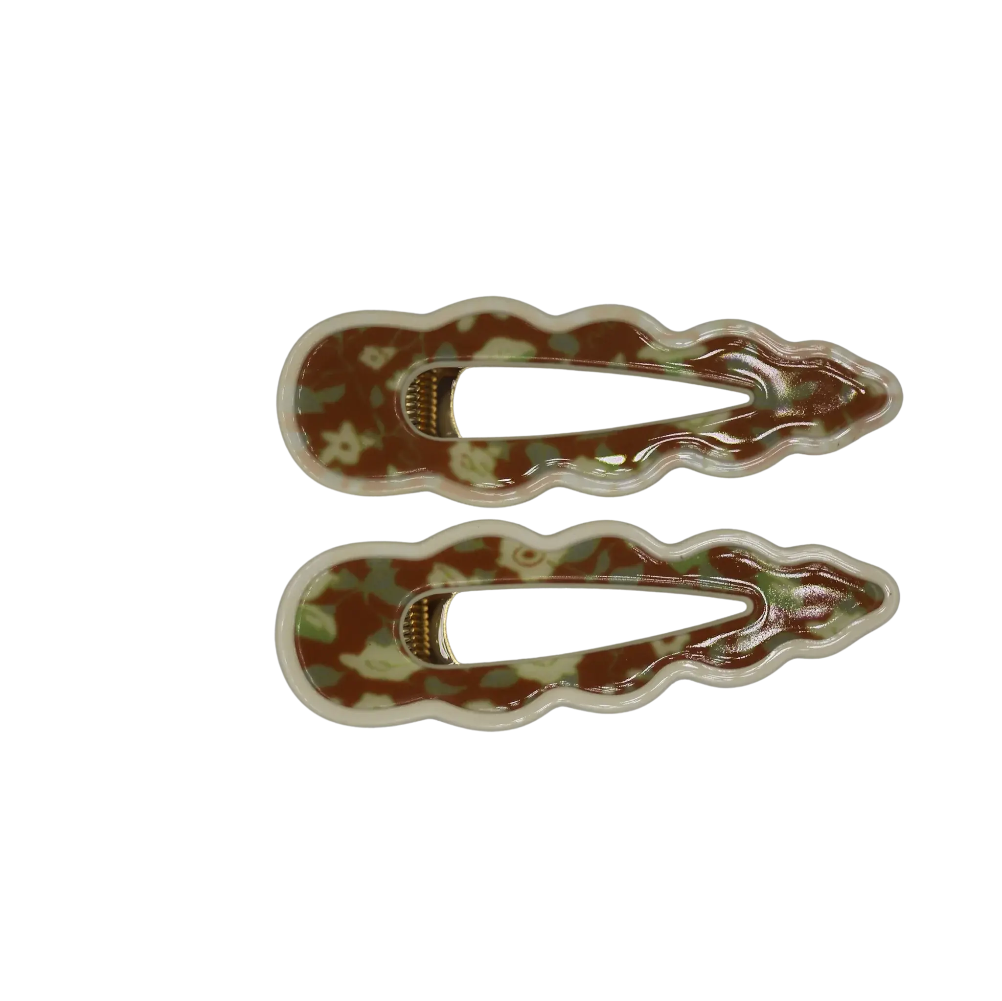 Cassia Clips Tan and Beige Floral