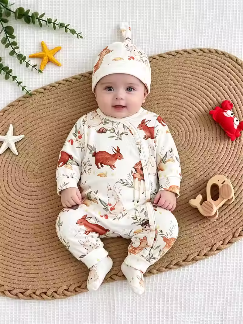 Thumbnail: Forrest Friends Bodysuit & Hat Set- 6-9 months
