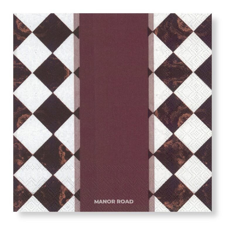 Manor Road Marbled Bordeaux Napkins - Luncheon