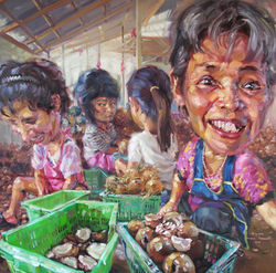 มาซื้อกะทิ  - Wanna buy coconut milk!, 2013, oil in canvas, 200 x 200 cm
