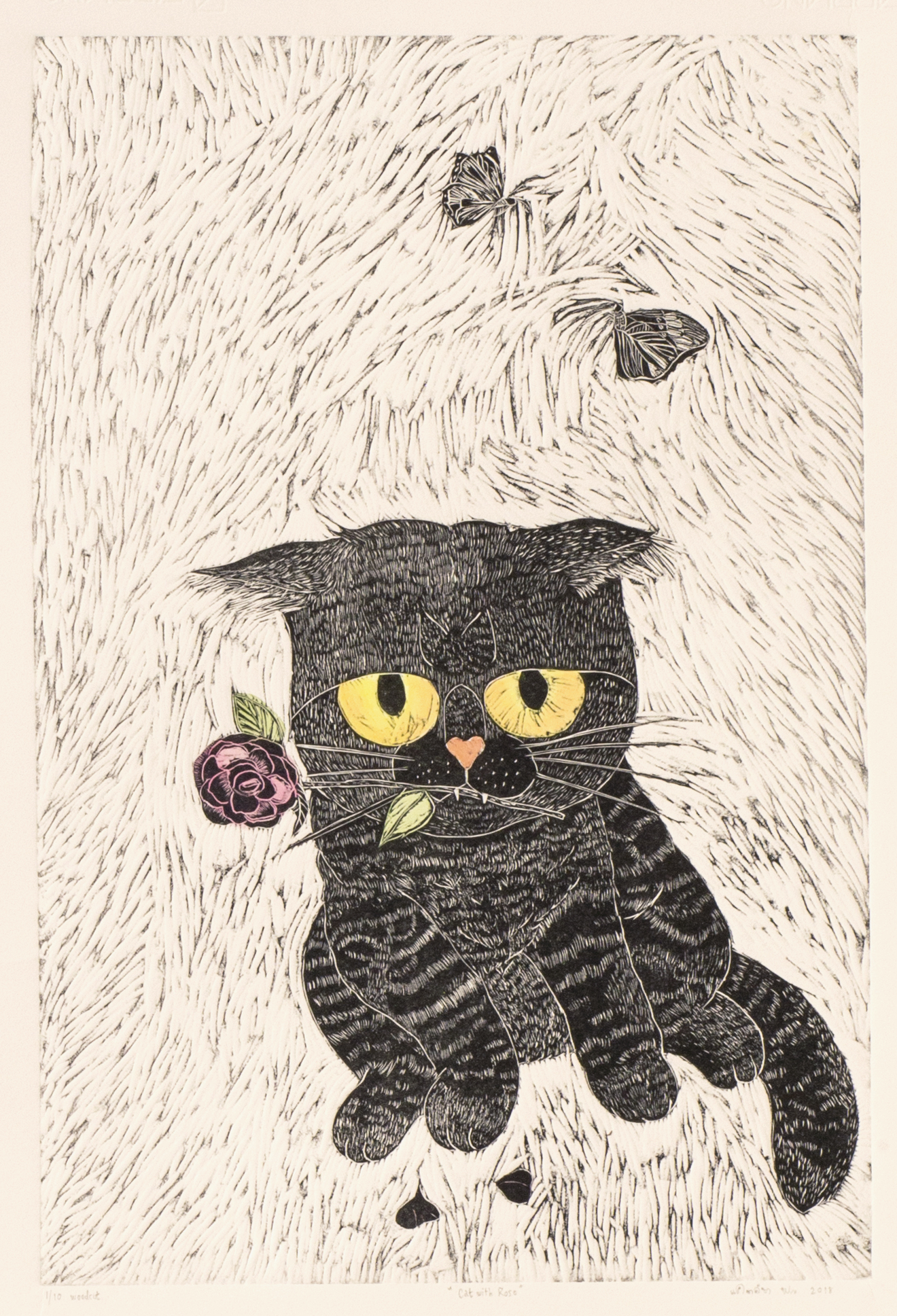 Cat with Rose