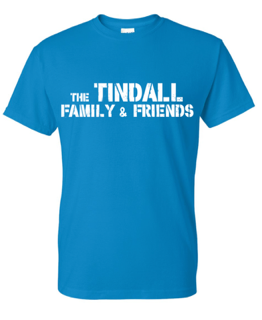 Blue Shirt White Words