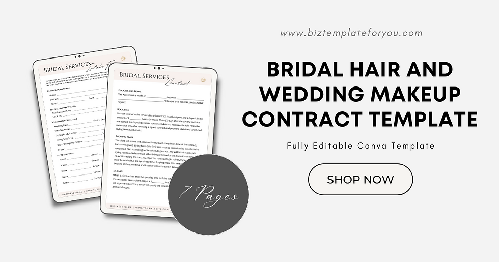 bridal hair and makeup contract template