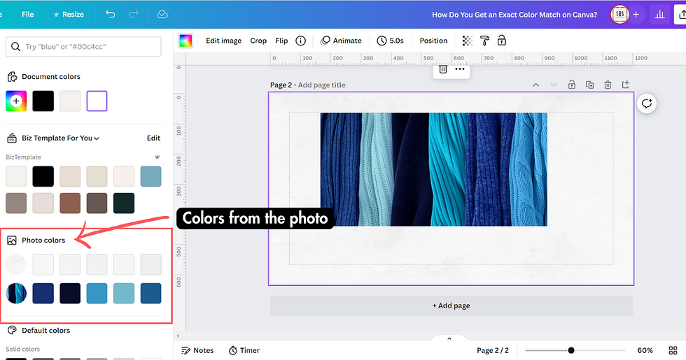 Exact color match on Canva