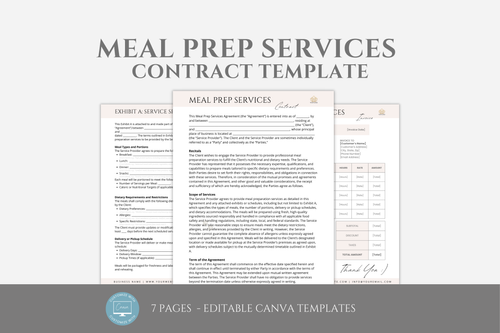 Editable Meal Prep Service Contract Template BizTemplateForYou