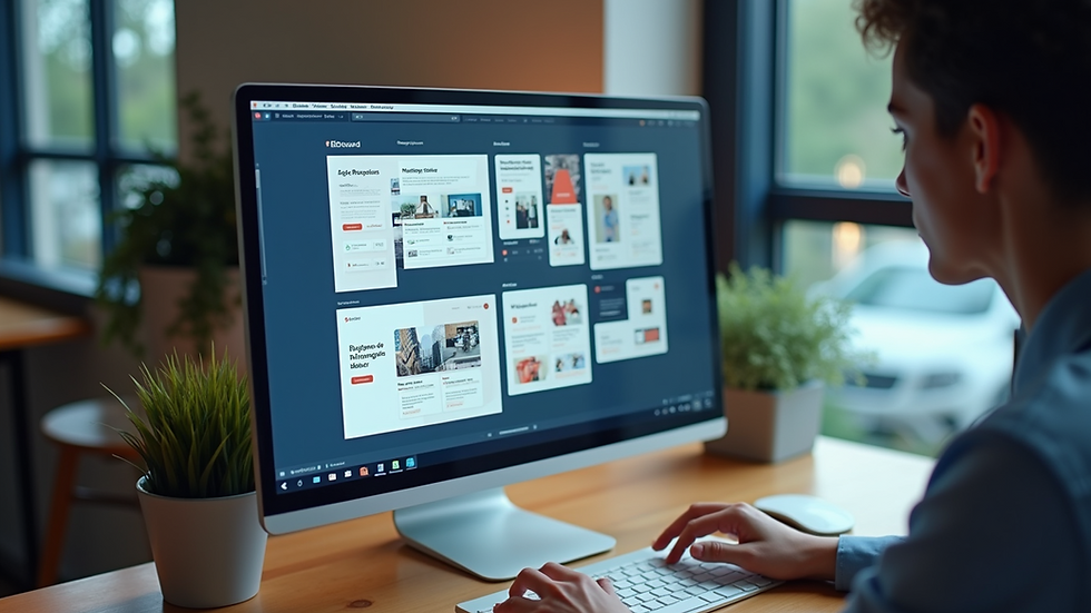 High angle view of a computer screen showing a selection of business templates