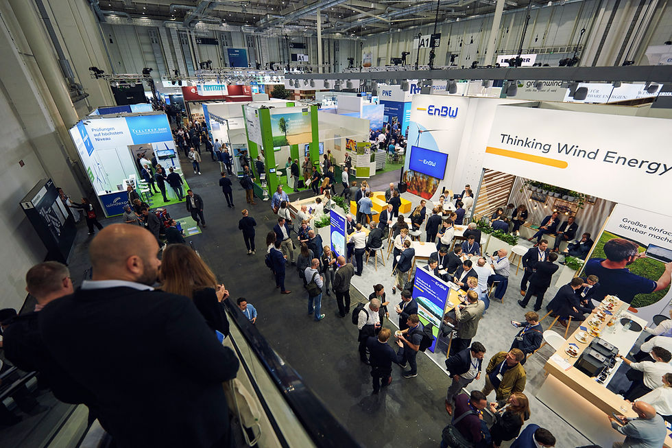 Inside one of the halls at WindEnergy Hamburg. Image: HMC / Alexander Wöckener