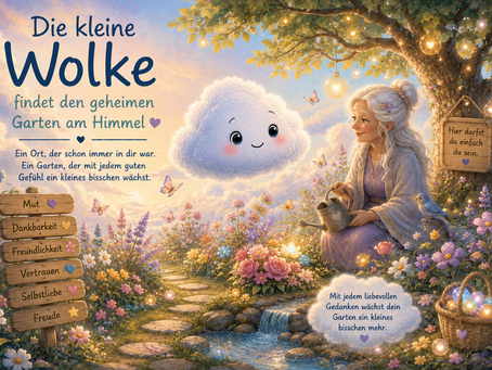 Die kleine Wolke findet den geheimen Garten am Himmel