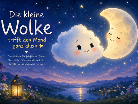 Die kleine Wolke trifft den Mond ganz allein