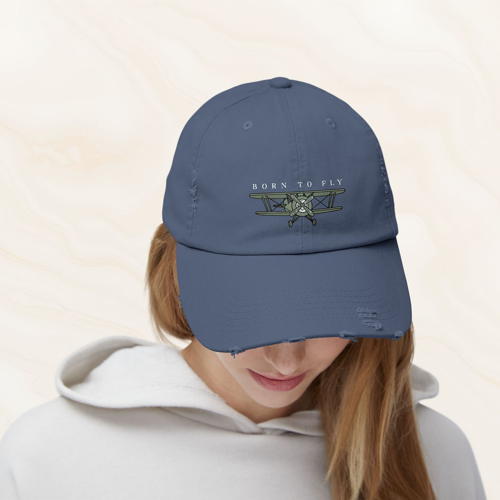 Thumbnail: Aviator Cap — "Born to Fly" Distressed Baseball Hat