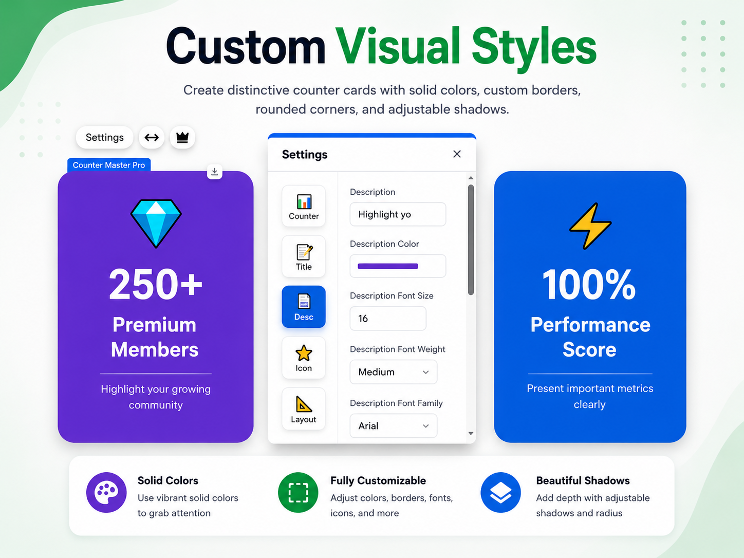 Counter Master Pro dashboard view — Charts & Tables app on the Wix App Market