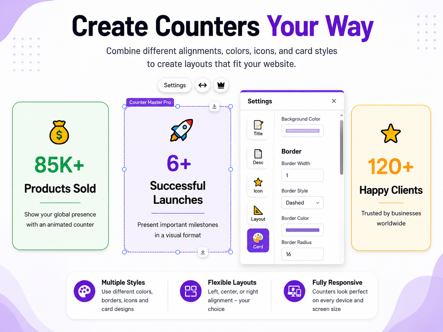 Counter Master Pro feature detail — Charts & Tables app on the Wix App Market