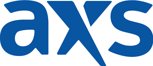 the logotype of AXS in letters with an abstracted X that looks like searchlights
