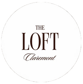 Elegant circular logo displaying the business name THE LOFT Claremont.