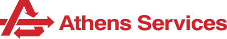 Athens Services logo in red