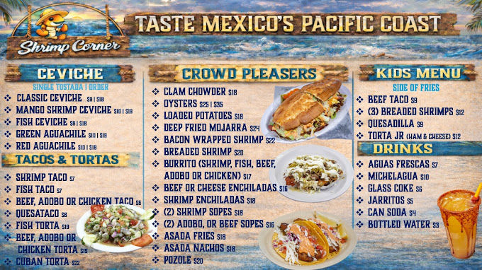 Shrimp Corner menu: Taste Mexico's Pacific Coast