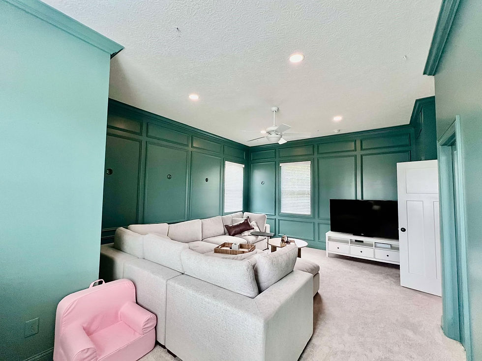 Interior Teal Painted Living Room