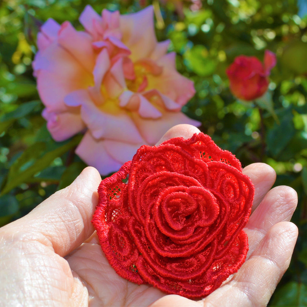 Thumbnail: Handmade lace Rose brooch