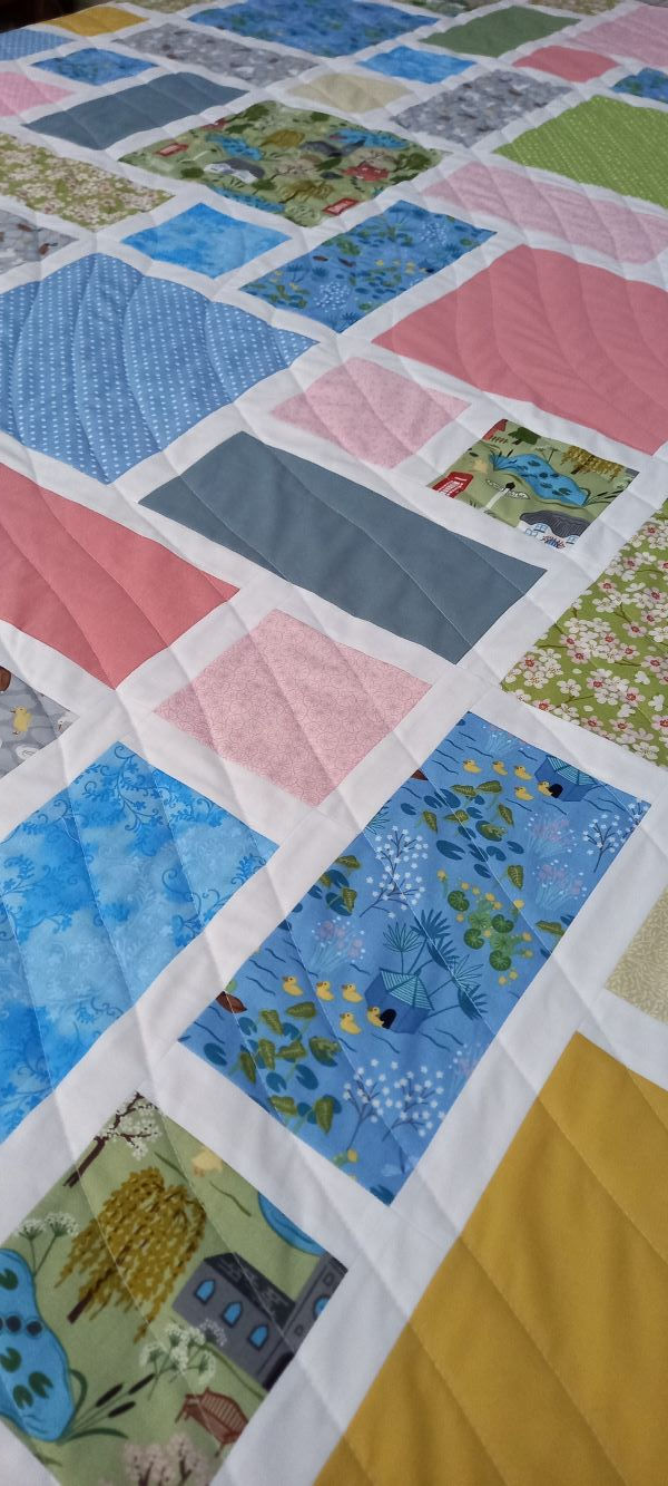 Thumbnail: Handmade patchwork quilt - The Village Pond
