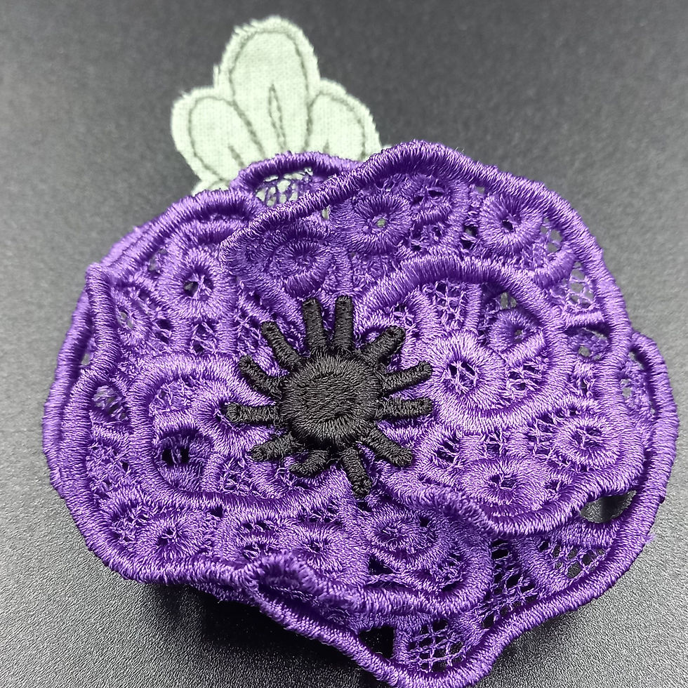 Thumbnail: Handmade lace poppy brooch
