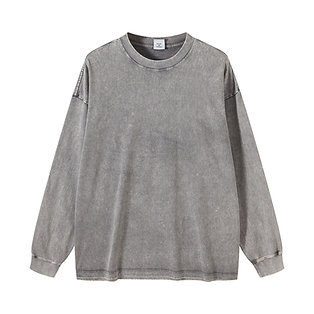 W0156 260G 水洗舊化寬版落肩長袖 Tee