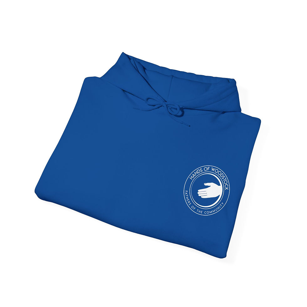 Thumbnail: Hands of Woodstock left chest logo Hooded Sweatshirt | emblem back print