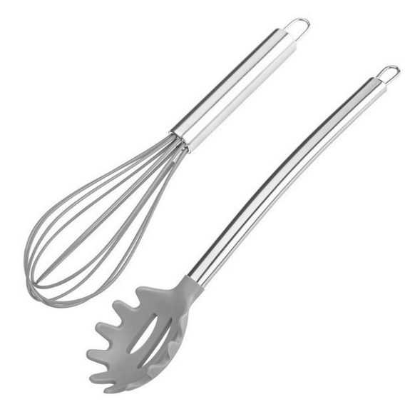 Miniatura: Jogo de utensílios  para cozinha com suporte cinza - 7 peças- Euro Home