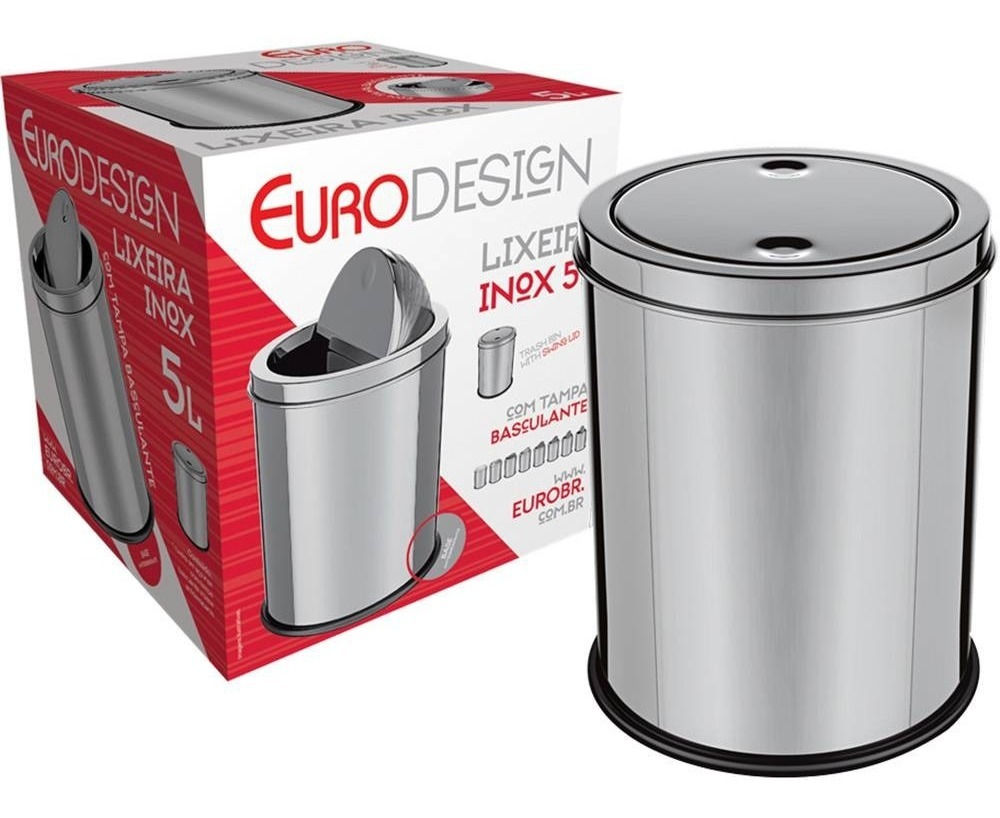 LIXEIRA INOX COM TAMPA BASCULANTE 5 L