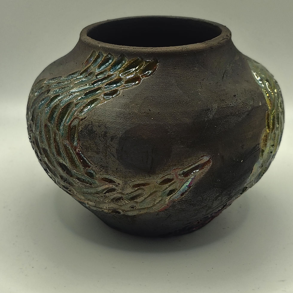 Thumbnail: Oil Slick Raku Mermaid Pot