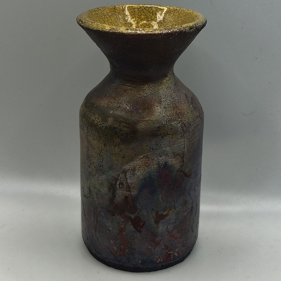 Thumbnail: Oil Slick Glaze Raku Pot