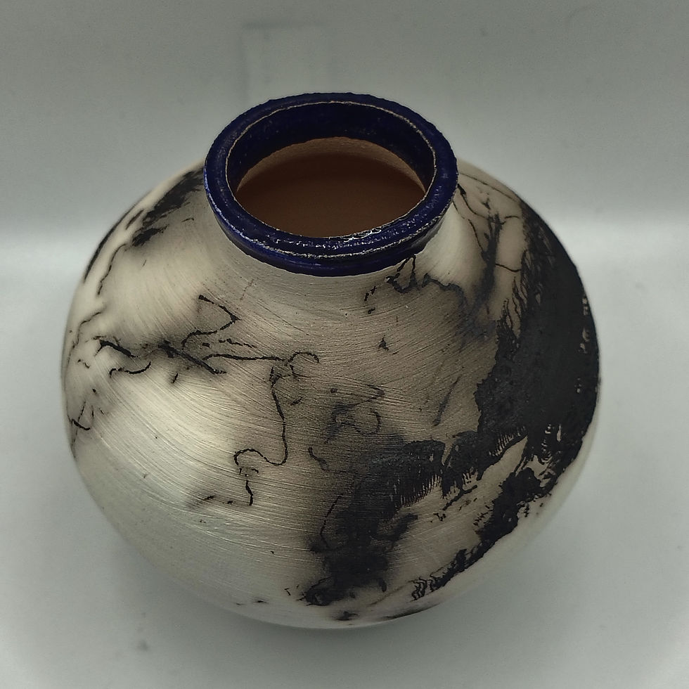 Thumbnail: Raku Pheasant Feather Pot