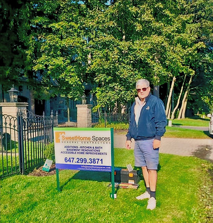 SweetHome Spaces, General Contractors GTA owner at a residential construction site, supervising new home build services at customer's home in Lorne PArk, Mississauga