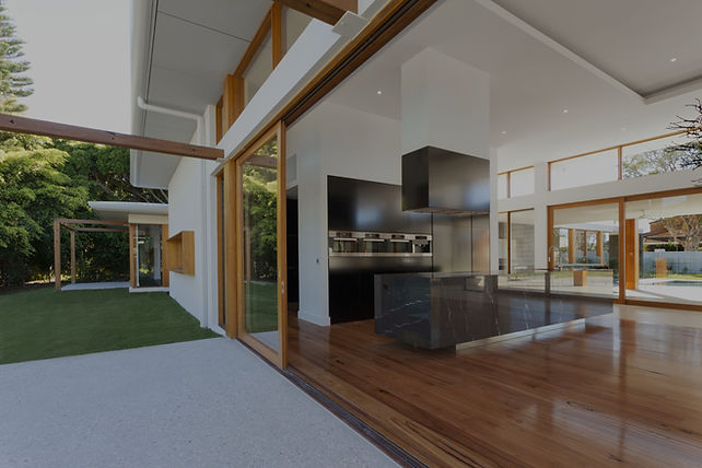 Modern kitchen interior with open glass doors, luxury design, SweetHome Spaces, Mississauga & GTA