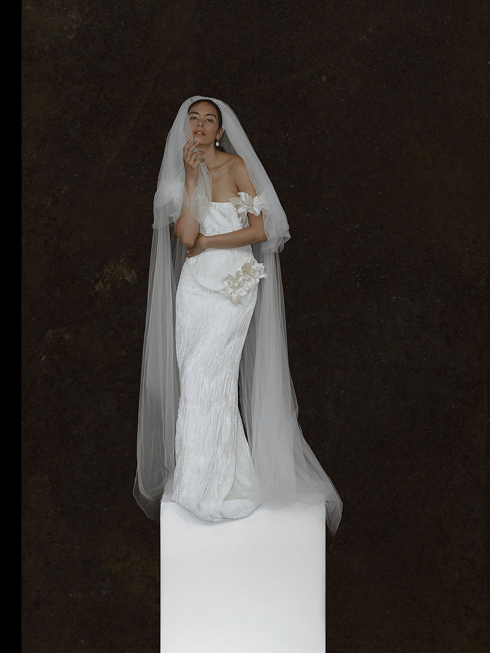 Abstract, avant-garde Julita London Dear gown with silk draping and artful couture details