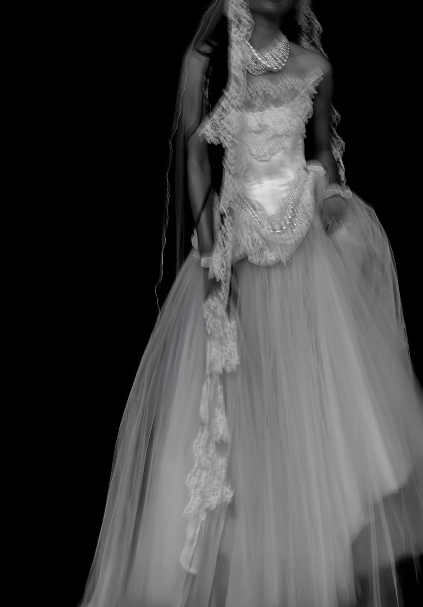 Julita London Dear gown with layered tulle skirt and conceptual couture detailing