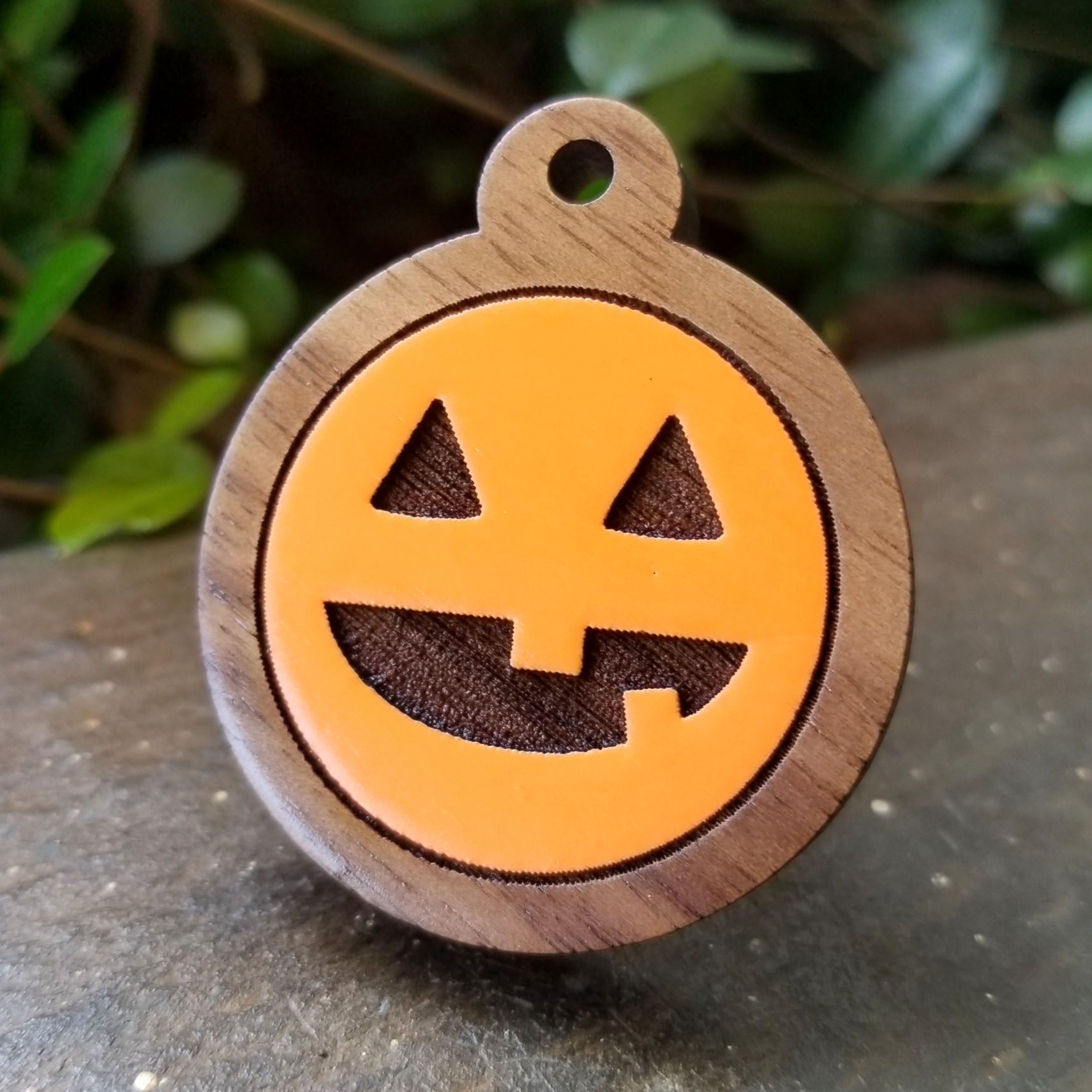 Pumpkin Faces Wooden Pet Tag