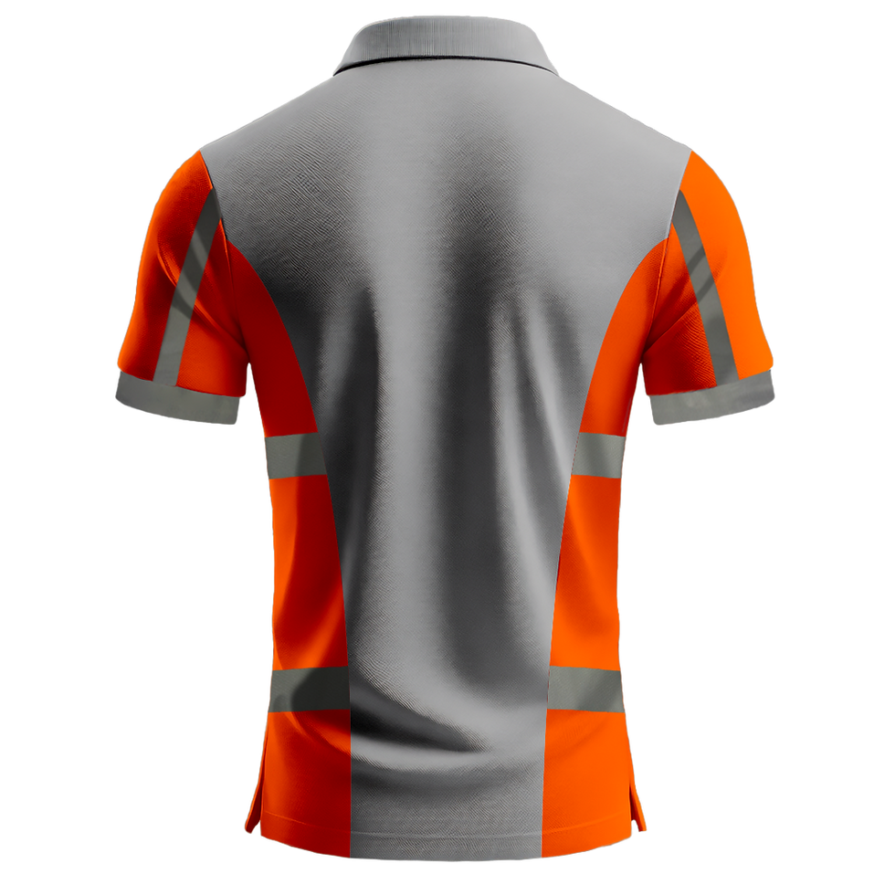 Küçük resim: Nazar Turuncu Garni Reflektörlü Polo Yaka T-Shirt (1028)